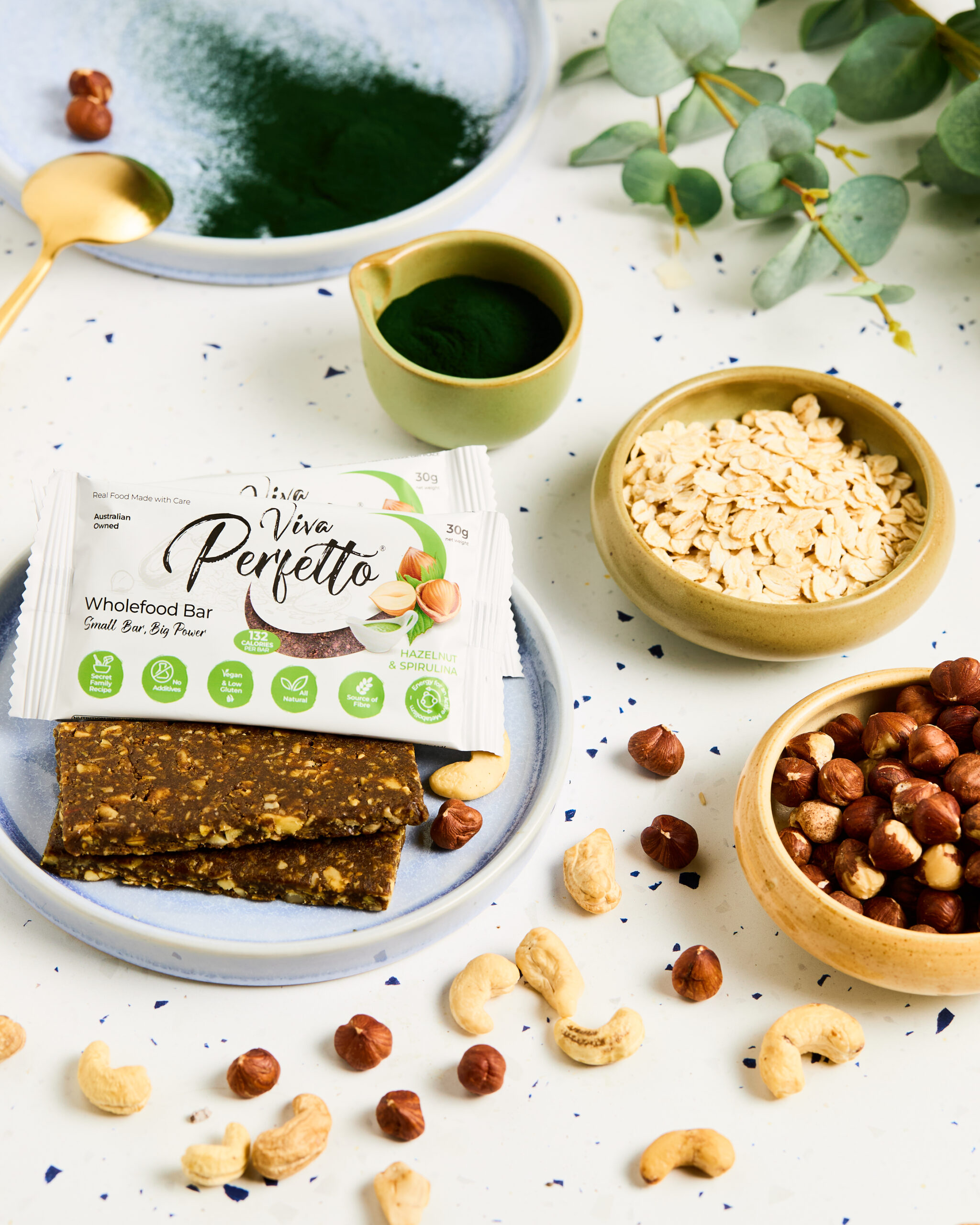 Natural ingredients and elegant composition expressing Viva Perfetto philosophy